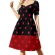 thumbnail image 1 of Vestido retro con fondo rojo y negro. Vestido de manga corta para mujer, ropa de fiesta, novedades., 1 of 7