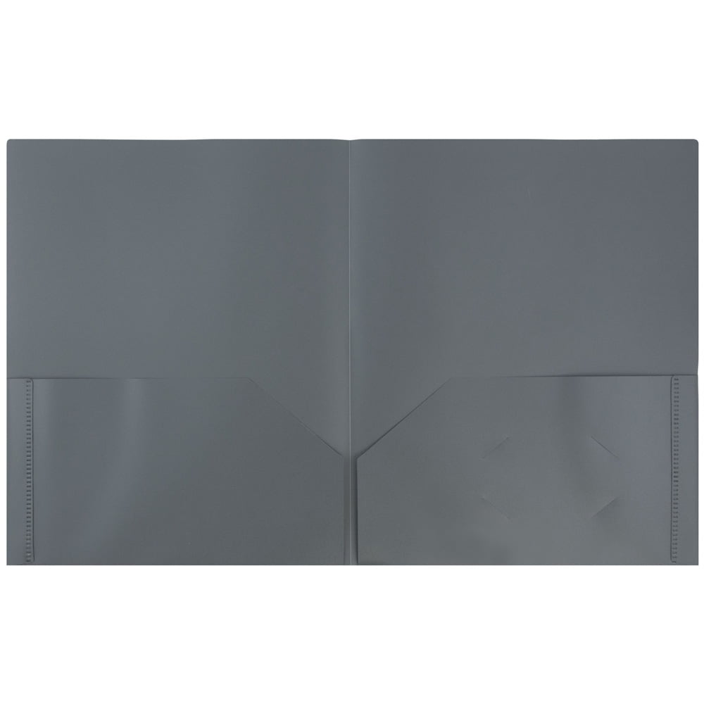 JAM Paper Plastic 2 Pocket School POP Folders, Grey, Bulk 96/pack