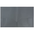 thumbnail image 2 of JAM Paper Plastic 2 Pocket School POP Folders, Grey, Bulk 96/pack, 2 of 5