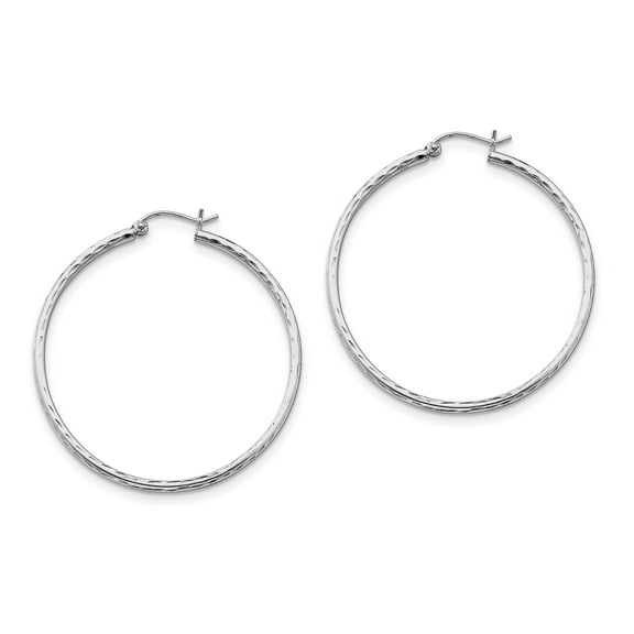 Primal Silver Sterling Silver Rhodium-plated 2mm Diamond-cut Hoop Earrings
