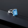 thumbnail image 5 of Gem Stone King 10K White Gold Swiss Blue Topaz Engagement Ring for Women | 7.00 Cttw | Emerald Cut 14X10MM | Gemstone November Birthstone | Size 8, 5 of 6