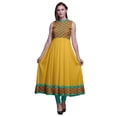 thumbnail image 1 of Bimba Robe Ikat Anarkali Goldenrod2 pour Femmes, Kurti Imprimée Ethnique Indienne, Longue Kurta, Robe de Fête, XX-Grand, 1 of 6
