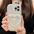 thumbnail image 6 of Compatible with iPhone 12 Pro Max, Beige Blue Cute Sweet Love Heart Camera Mirror Lens Phone Case, Korea 3D Gradient Flip Makeup Mirror Stand Phone Cover for Women Girls, 6 of 6