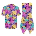 thumbnail image 3 of Psesaysky Rainbow Palm Leaves Print Mens T-Shirts Summer Dress for Women Hawaiian Aloha Shirt Sleeveless Sundress Travel Matching Couples Luau Outfits Plus Size, 3 of 7