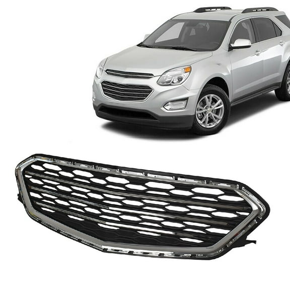 Labwork Front Lower Grille Fit for Chevrolet Equinox 2016 2017, Black & Chrome Honeycomb Mesh Grill
