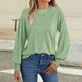 thumbnail image 2 of Yangnuo Fall Blouses for Women 2025 Solid Color Women's Casual Solid Color Round Neck Fashion Long Sleeved Blouses Shirts Top, 2 of 5