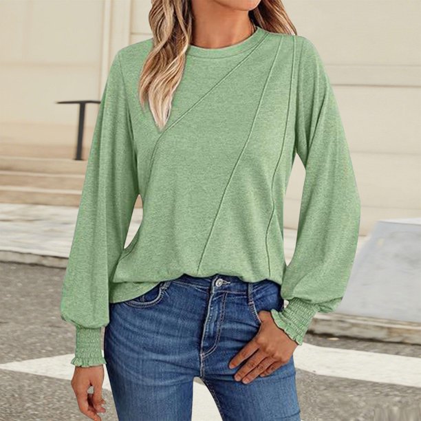 Heisall Womens Sweatshirts Round Neck Long Sleeve Fall Winter Casual Solid Color Tops 2025 New Arrival Fashion