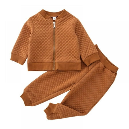 

Bobora Autumn Winter Children Kid Girls Clothing Sets Solid Color Warm Zipper Top+Waist Pants Outfits