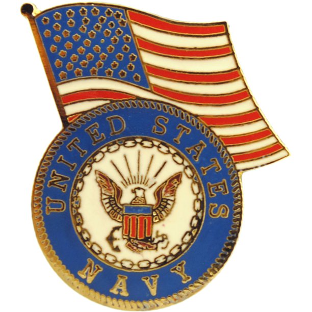 United States Navy Logo And US Flag Pin