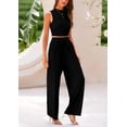 thumbnail image 3 of Womens Summer Lounge Sets 2 Piece Outfits Tube Top and Wide Leg Pants Matching Set Beach Vacation Clothes, 3 of 9