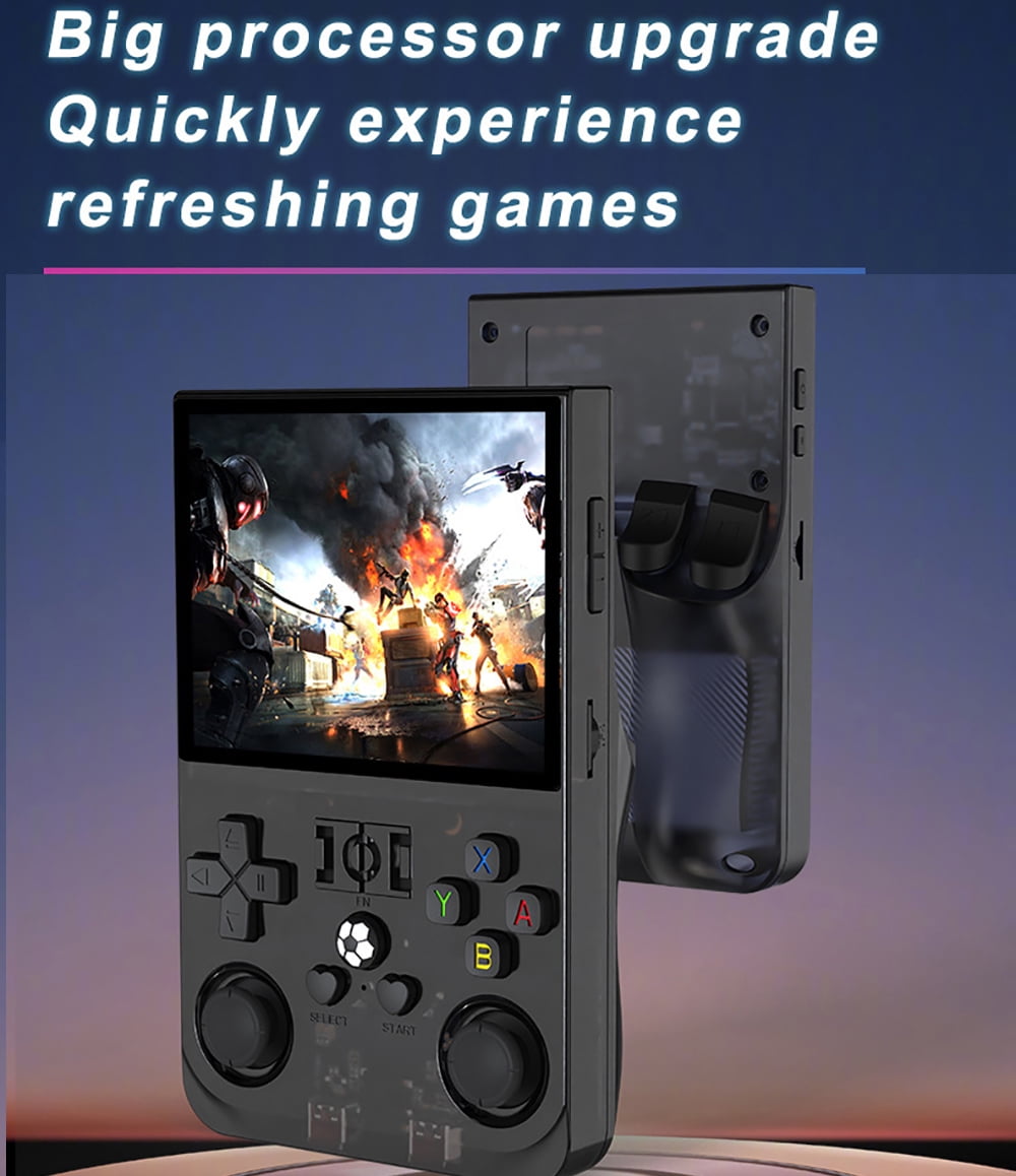 R36PRO 64G Black Open Source Handheld Game Console, 3.5-inch Screen, with Accessories