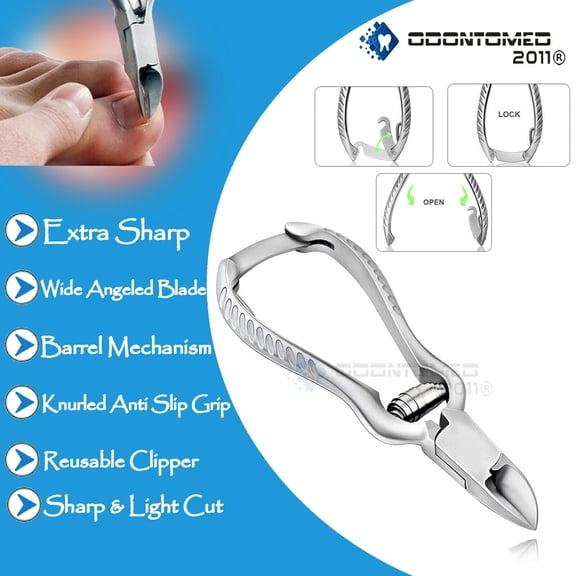 OdontoMed2011 Chiropody Toe Nail Clippers for Thick Nails - Podiatry Heavy Duty Nail Cutters