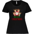 thumbnail image 3 of Inktastic Merry Christmas Santa Reindeer Women's Plus Size T-Shirt, 3 of 5