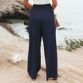 thumbnail image 7 of Women's Pants Linen Comfy Flowy Wide Leg Summer Baggy High Waisted Palazzo Beach with Pockets Trousers, 7 of 7