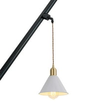 KAYYELAMP Slope Position Roof Track Light H-Type E26 Brass Base White Metal Shade 3.2 Ft Cord Modern Pendant Lighting for Kitchen Bar Dining Room (No Bulb, Track)