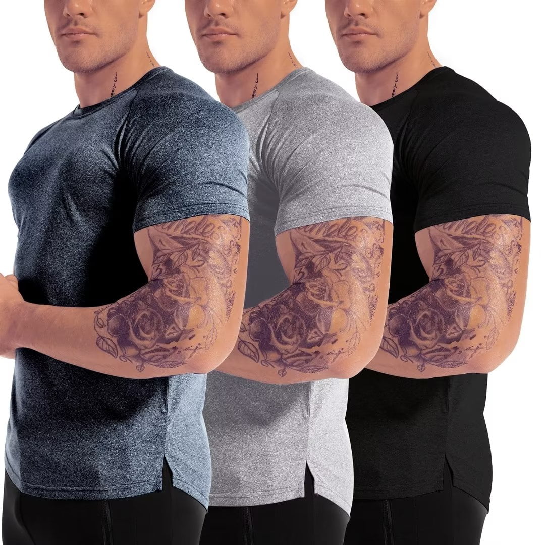 DEHORU Men's Short Sleeve Workout Shirts for Gym Training Jogging Dry