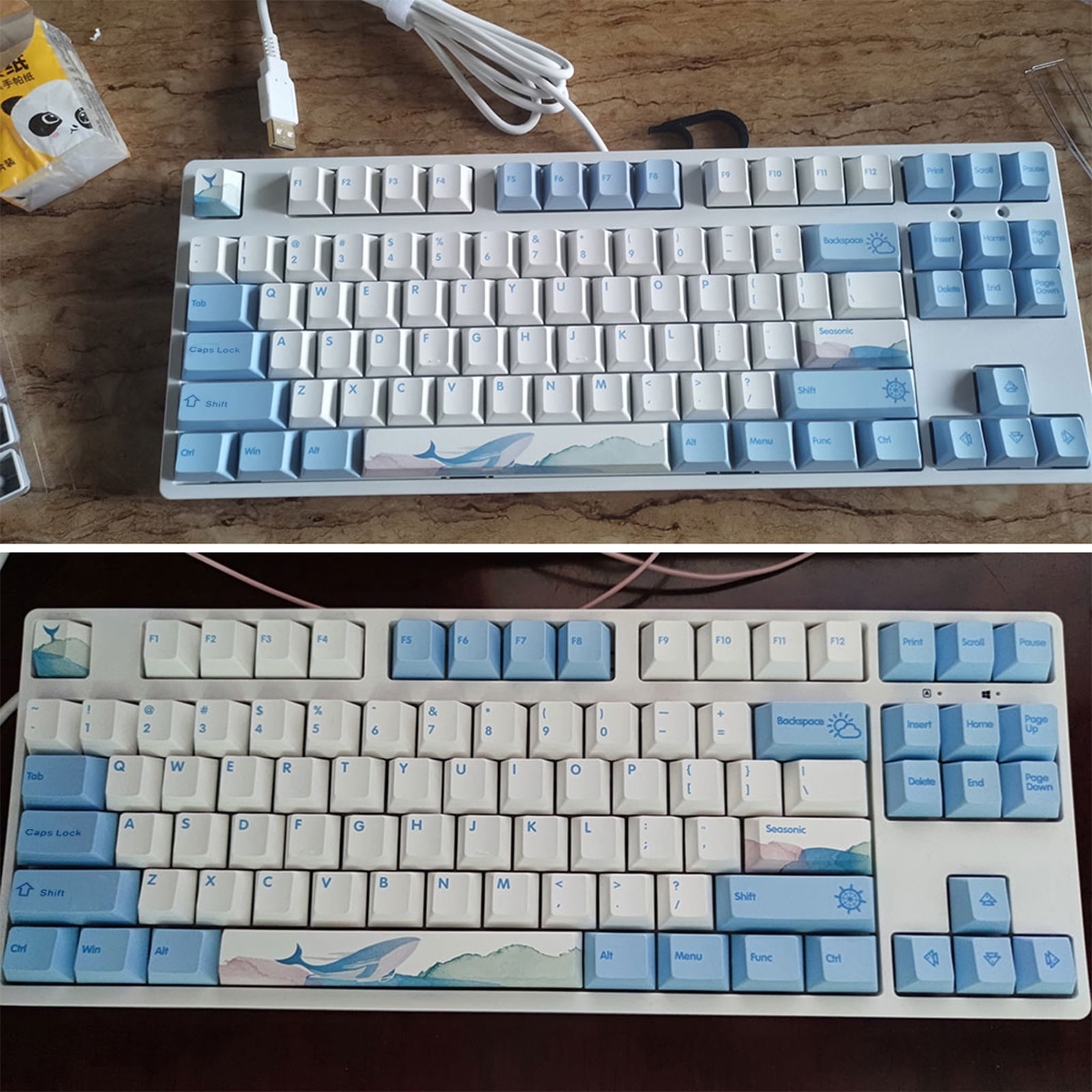 lanema Dolphin Theme Keycaps 110 Cherry Keys PBT Keycaps Mechanical Keycap Full Set