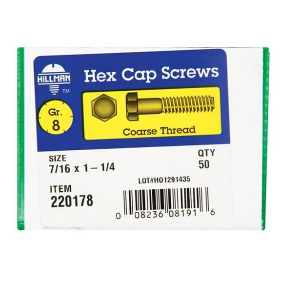 220178 0.437 x 1.25 in. NC-Y Grade 8 Hex Head Cap Bolt