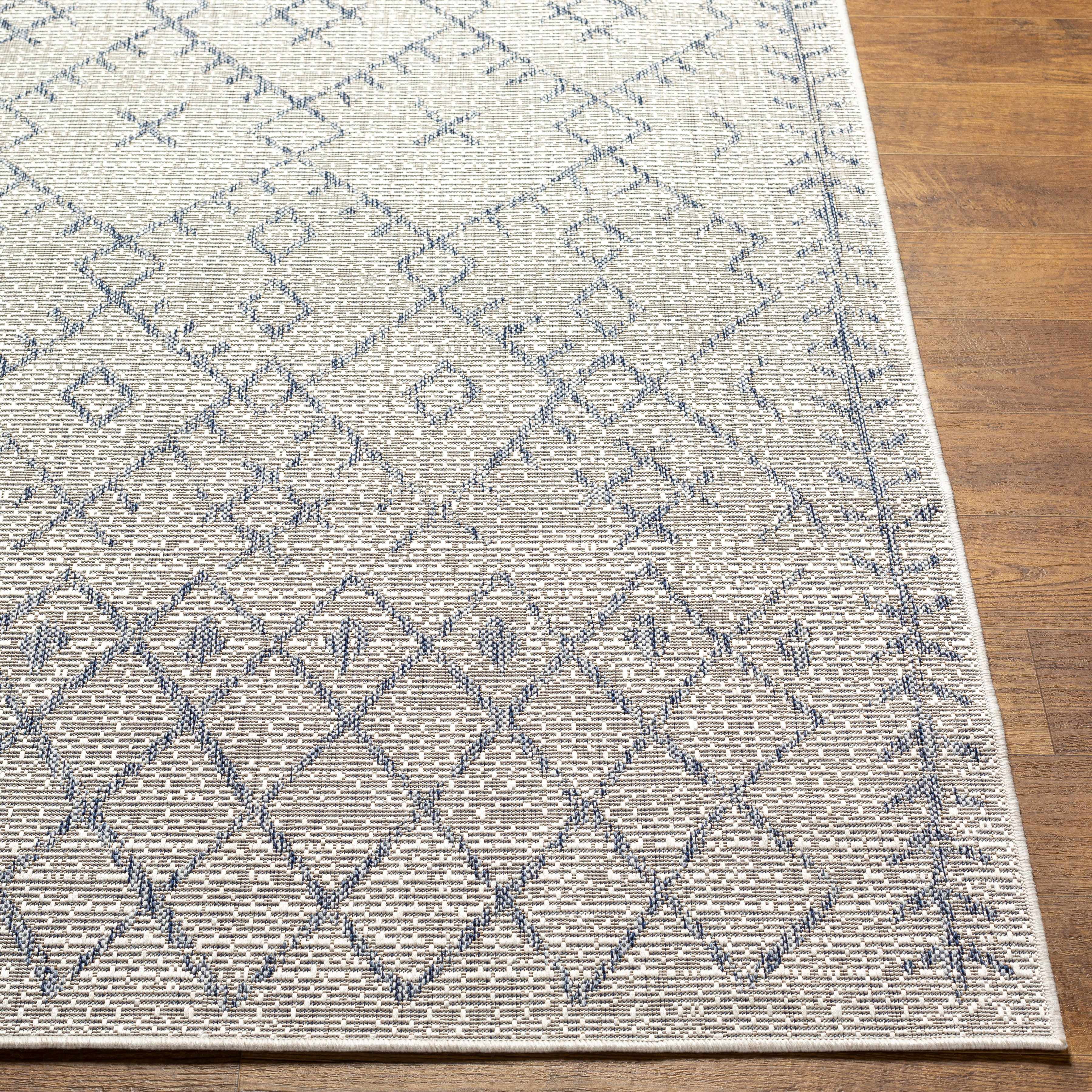 BoutiqueRugs Maunawili Bohemian, Transitional Area Rug - Outdoor Safe - Medium Gray, Gray, Pale Blue - 5'3" Round