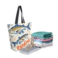 thumbnail image 2 of FORMRS Womens Canvas Tote Bag with Zipper Inner Pocket Shoulder Handbag, Blue Sardines Pattern, 2 of 7