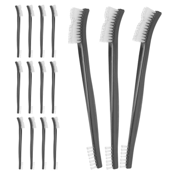 Homoyoyo 15-Piece Black Dual-Headed Cleaning Brush Set with Plastic Handles, Ergonomic Design for Home and Kitchen Cleaning