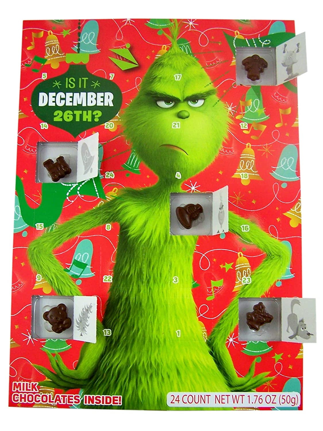 Dr. Seuss' The Grinch Christmas Holiday Countdown Advent Calendar with 24  Milk Chocolates, 1.76 oz - Walmart.com