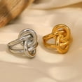thumbnail image 3 of Fashionable Double Layers Geometric Knot Rings 18K Gold Plated Sturdy Stainless Steel Accessory for Women Daily Wear, 3 of 13