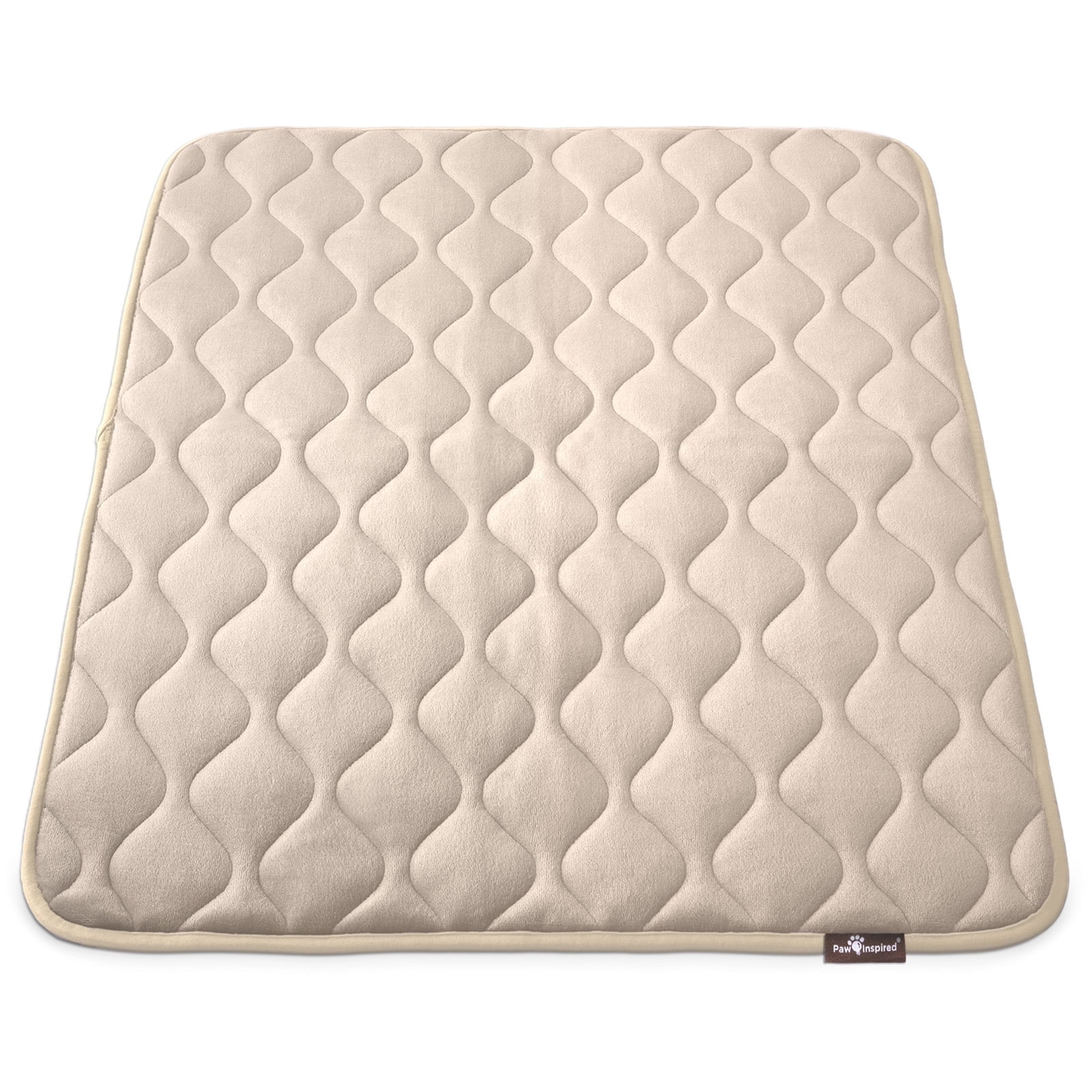Paw Inspired Washable 42" Dog Crate Mat, Size 41x28 Inch, Waterproof Dog Crate Kennel Bed Anti-Slip Bottom Leakproof Pads (Tan)