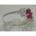 thumbnail image 3 of LBG 925 Sterling Silver Cubic Zirconia and Real Genuine Ruby Womens Anniversary Ring - Size 8, 3 of 5