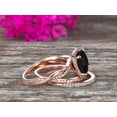 thumbnail image 4 of Trio Set 3.05 Carat Cushion Cut Black Diamond Moissanite 10k Rose Gold Wedding Set Bridal Ring Infinity Stacking Matching Band Art Deco, 4 of 5
