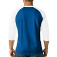 thumbnail image 4 of Hearthz Men's 3/4 Sleeve Baseball Raglan T-Shirts S-3XL,Big and Tall Henley Tops Cotton Sport Athletic Jersey Tee Shirt ,Blue XXL, 4 of 7
