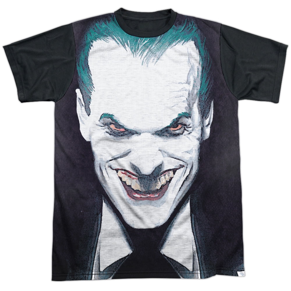 Batman Comic Book Joker Alex Ross Artwork Book Cover Adult Black Back  T-Shirt