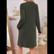 thumbnail image 5 of Vestido Informal de Larga con Bolsillos y Cuello en V para Mujer, Holgado, para Otoño e Invierno Verde L, 5 of 9