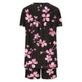 thumbnail image 5 of Rollbacks & More Viikei 2 Piece Sets Summer Pajamas Womens,Women Casual Round Neck Print Short Sleeve Blouse Fashion Pants Pajamas Suit Black L, 5 of 6