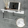 thumbnail image 3 of Toilet Paper Holder With Mobile Phone Placement Shelf Holder Toilet Roll Paper Storage Shelf Tissue Holder Bathroom Accessories, 3 of 8