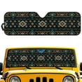 thumbnail image 2 of Uorisanigo Windshield Sun Shade Compatible with 1997-2018 Jeep Wrangler TJ JK JKU, Foldable Southwestern Aztec Tribal Windshield Sunshade Sun Visor Blocks Sunlight Heat UV Rays, 2 of 7