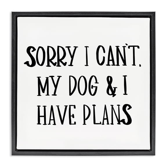 Stupell Industries Contemporary Plans With Dog Black Floating Frame Canvas Art, 18 x 18, by SD Graphics Studio