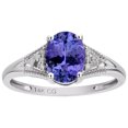 thumbnail image 2 of 14k Solid White Gold Oval Natural Tanzanite and Natural Diamond Vintage Style Birthstone Engagement Ring, 2 of 6