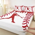 thumbnail image 4 of Erosebridal Red Dripping Baseball Stitch & Hitter Silhouette Graphic Queen Sheet Sets 4 Pieces, Sport Graphic Bed Set for Boys And Girls Kids,Super Cozy Room Decor, 4 of 5