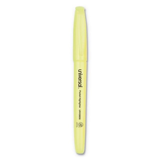 Universal Surligneur de Poche avec Pince de Poche, Pointe Biseautée, Jaune Fluorescent, 36 Unités