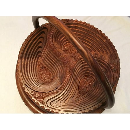 Christmas DAY GIFT for Valentines Wooden Collapsible Fruit Basket His/Her Gift Love Elegant Foldable Fruit Basket 4 Four Leaf Wooden Hand Crafted - Diameter 12