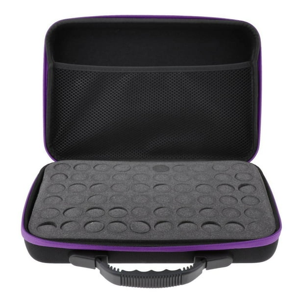 60 Bottles Essential Oils Carrying Case Pouch for 5ml, 10ml and 15ml Bottles, Zipped Hard Shell Storage Organizer Holder for Travel Home 32x22.5x9 cm