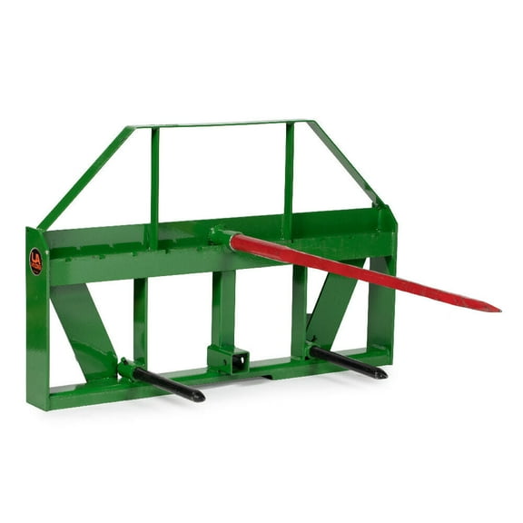 Titan Attachments UA USA Made Hay Frame Attachment, 32” Hay Spear and Stabilizers, Fits John Deere Global Euro Tractors, Rated 4,500 LB
