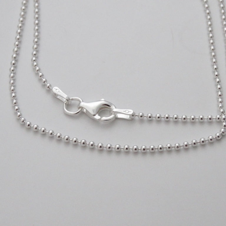 Collier Chaîne Argent 925 Perles Boules 1.5mm - Longueurs 16 à 22 Pouces - Neuf Italie