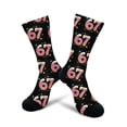 thumbnail image 2 of Bas Roses 67 Chaussettes 6 7 Fantaisie Six Sept Chaussettes Montantes pour Garçons Filles Hommes Femmes, 2 of 5