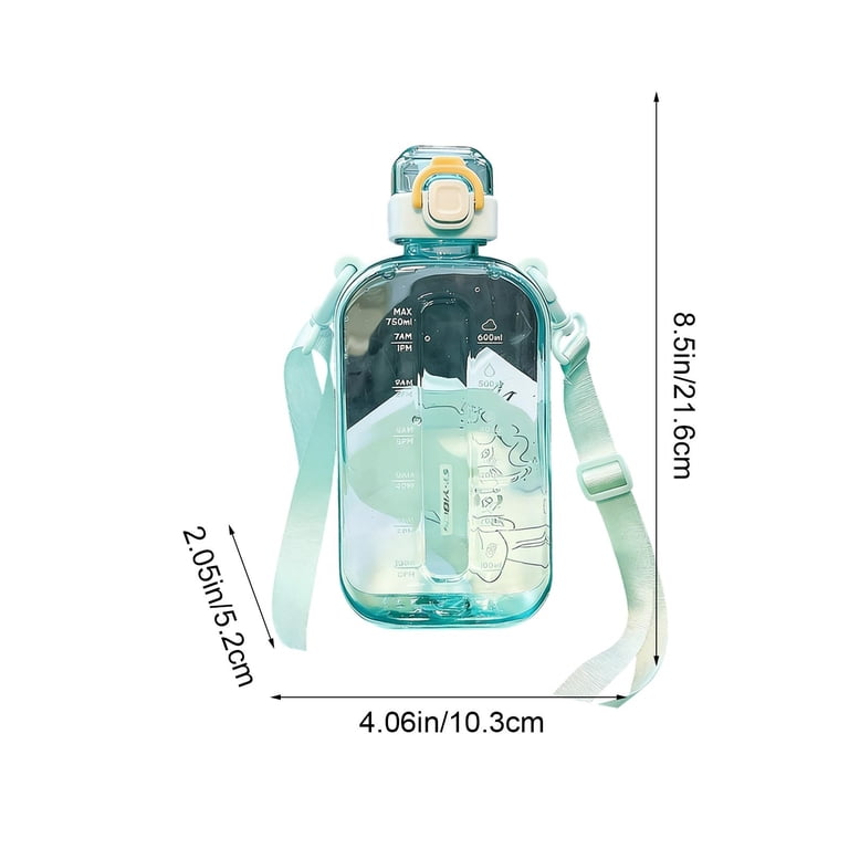 Flat Water Bottle Travel Flask Portable BPA Free Square Water Bottle Leakproof Large Water Bottles for Bag Travel Sports (24 oz), Adult Unisex