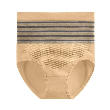 

Knosfe Womens Briefs Mid Waisted Tummy Control Seamless Underwear Women Pack Beige L