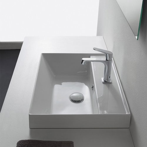 Scarabeo By Nameeks Teorema Ceramic Rectangular Vessel Bathroom Sink With Overflow Walmart Com Walmart Com