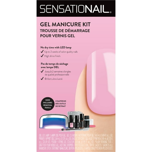 Sensationail Gel Nail Polish Starter Kit - At Home Gel Manicure 32 Piece Kit - Includes Pink Chiffon Nail Polish, LED Lamp, Polish Remover, Manicure Tools, Buffer Primer, Base & Top Co