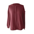 thumbnail image 3 of Women's Exposed Seam Loose Fit Pullover Knit Sweatshirt, Casual Stylish Comfortable Top with Breathable Fabric for Daily Wear, Lounge and Layering Watermelon Red XL, 3 of 9